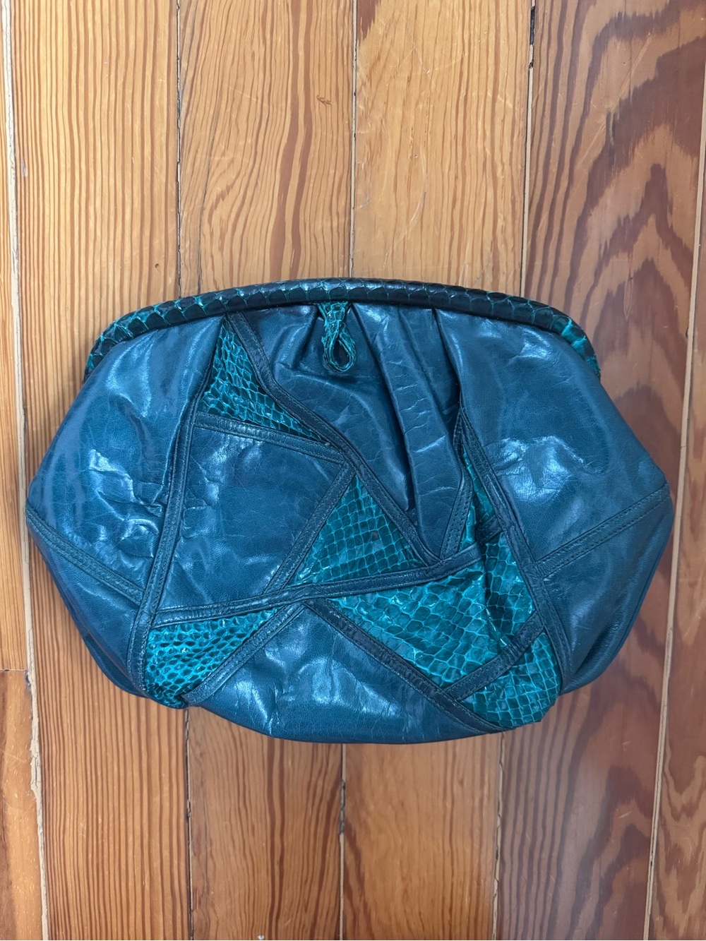 Vintage Varon Teal Patchwork Bag